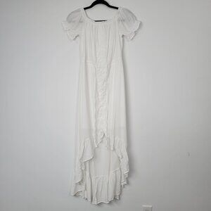 Rogue Society White High Low Peasant Maxi Dress Cottagecore Boho Fairy